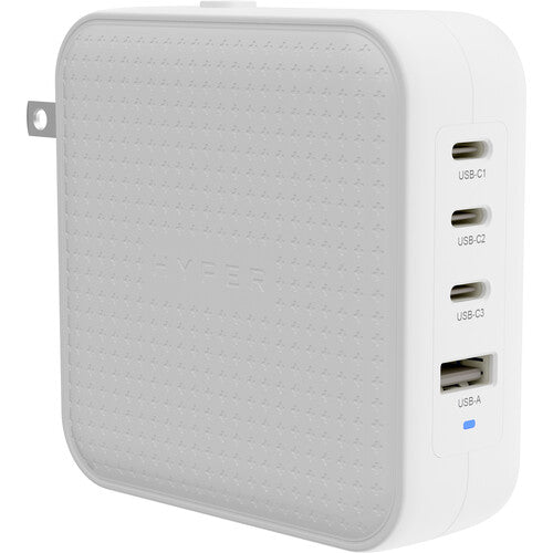 HYPER HyperJuice Cargador de Pared USB GaN 100W 4 Puertos Blanco con Adaptadores EU UK ANZ C8