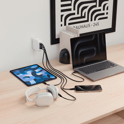 HYPER HyperJuice Cargador de Pared USB GaN 100W 4 Puertos Blanco con Adaptadores EU UK ANZ C8