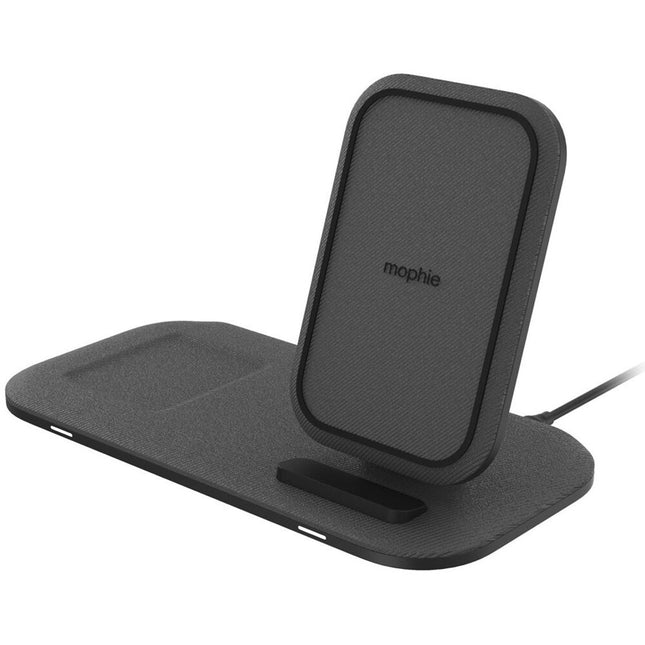 mophie 15W Soporte de Carga Inalámbrica Negro con 2 Puestos y Adaptador 5'