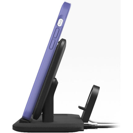 mophie 15W Soporte de Carga Inalámbrica Negro con 2 Puestos y Adaptador 5'