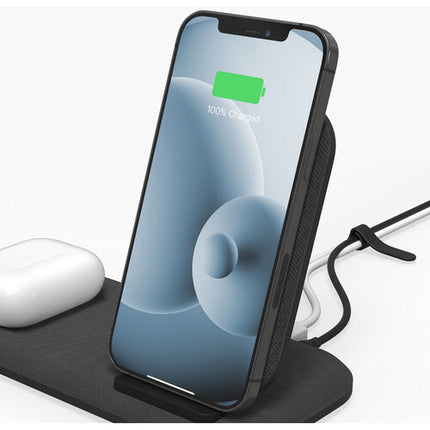 mophie 15W Soporte de Carga Inalámbrica Negro con 2 Puestos y Adaptador 5'