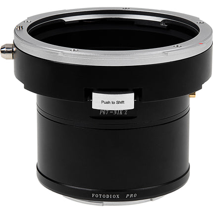 FotodioX Adaptador Shift para Lente Pentax 6x7 a Cámara Nikon Z 10° de Desplazamiento Rotación 360° Pie de Trípode Integrado