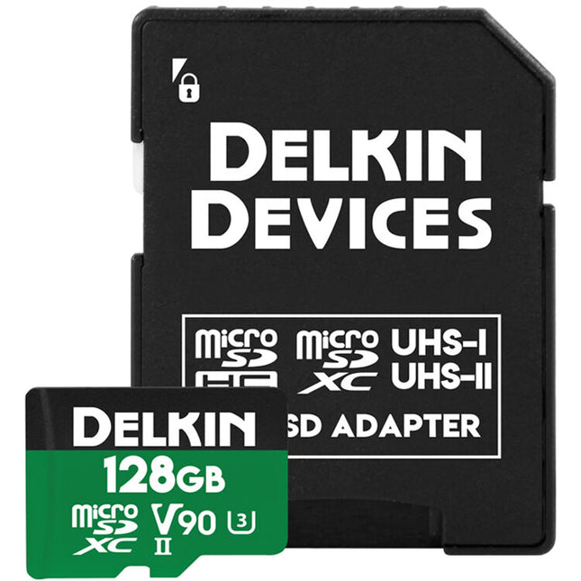 Delkin Devices 128GB POWER UHS-II microSDXC con adaptador SD 300MB/s lectura 250MB/s escritura
