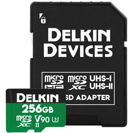 Delkin Devices 256GB microSDXC UHS-II Tarjeta de Memoria 300MB/s con Adaptador SD