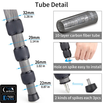 INNOREL RT85CM+N44 Trípode Fibra de Carbono con Cabezal Bola 72.4" Altura Woodland Camuflaje