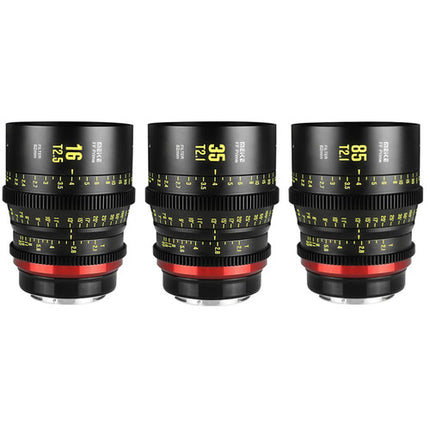 Meike Kit de 3 Objetivos Cine Full-Frame 16 35 y 85mm T2.1 T2.5 con Estuche Rígido