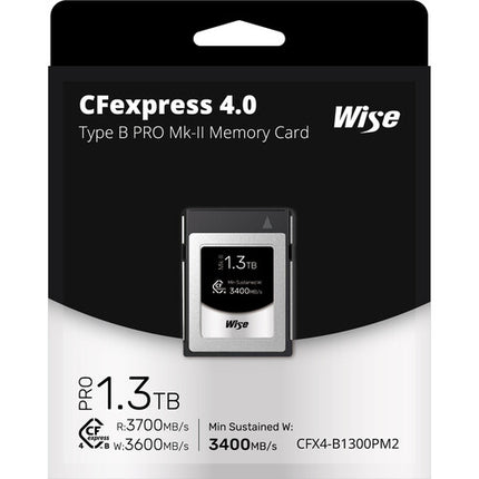 Wise Advanced 1.3TB Tarjeta de Memoria CFexpress 4.0 Tipo B PRO Mark II 3700 MB/s Lectura 3600 MB/s Escritura