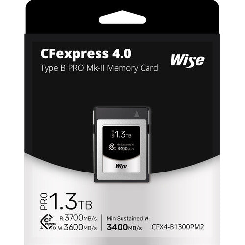 Wise Advanced 1.3TB Tarjeta de Memoria CFexpress 4.0 Tipo B PRO Mark II 3700 MB/s Lectura 3600 MB/s Escritura