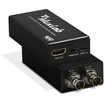 MuxLab Convertidor 12G-SDI a HDMI 2.0 con Extensor de Audio 4K60 DCI Metal
