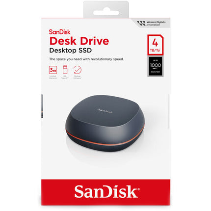 SanDisk 4TB Desk Drive SSD Unidad Externa USB-C 3.2 Gen 2 1000 MB/s Adapter