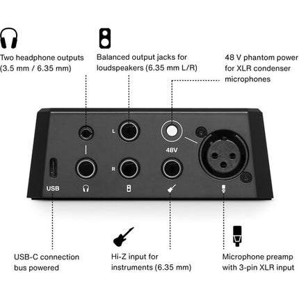 Lewitt CONNECT 2 Interfaz de audio USB-C con 2 salidas monitor y 96 kHz 24 bits