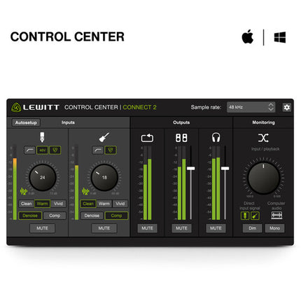 Lewitt CONNECT 2 Interfaz de audio USB-C con 2 salidas monitor y 96 kHz 24 bits