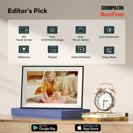 Cozyla 10.1" Marco digital recargable Wi-Fi pantalla táctil IPS 1280x800