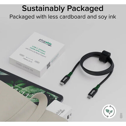 Plugable Cable USB-C 3.2 Gen 2x2 20 Gb/s 3.3 Pies 240W EPR