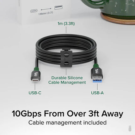 Plugable Cable USB-C a USB-A 3.2 Gen 1 5 Gb/s 2 metros con correa de silicona