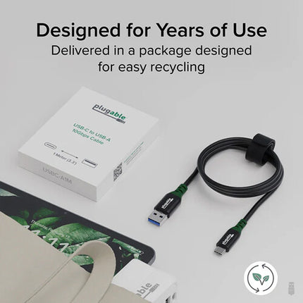 Plugable Cable USB-C a USB-A 3.2 Gen 1 5 Gb/s 2 metros con correa de silicona