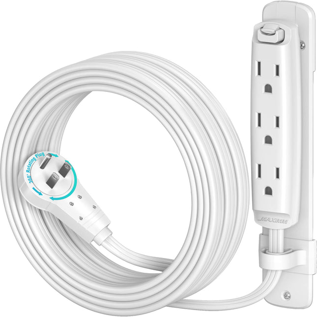 Maximm Cable Regleta Eléctrica 3 Enchufes 16 AWG 10 Pies Blanca