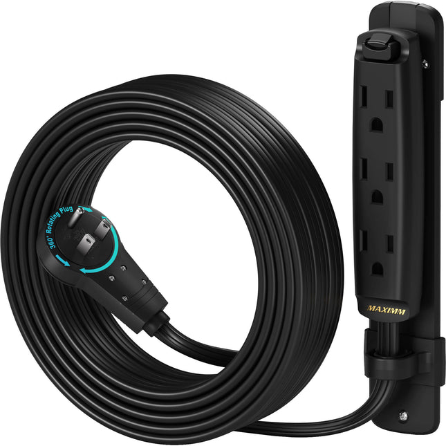 Maximm Cable Extensión Eléctrica 3 Salidas 15' 16-AWG Negro