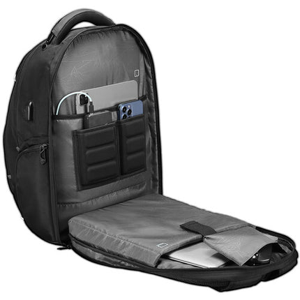 Swissdigital PIXEL PRO Mochila Negra 31L para Laptop 17 pulgadas con USB-C y RFID