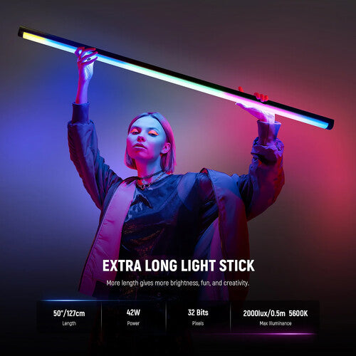 Neewer TL120C RGB LED Tubo Luz 4 pies 500 Lux 5600K con Batería y Bolsa