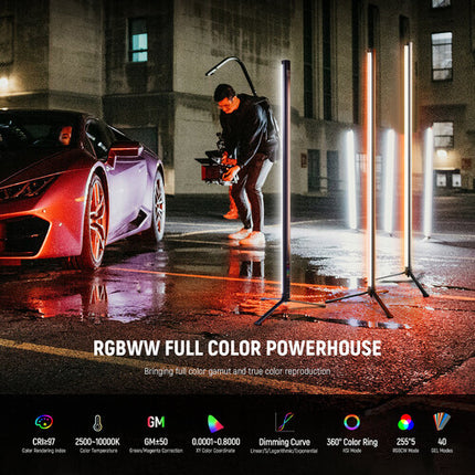 Neewer TL120C RGB LED Tubo Luz 4 pies 500 Lux 5600K con Batería y Bolsa