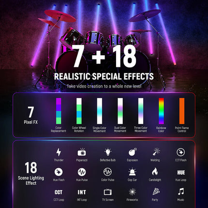 Neewer TL120C RGB LED Tubo Luz 4 pies 500 Lux 5600K con Batería y Bolsa