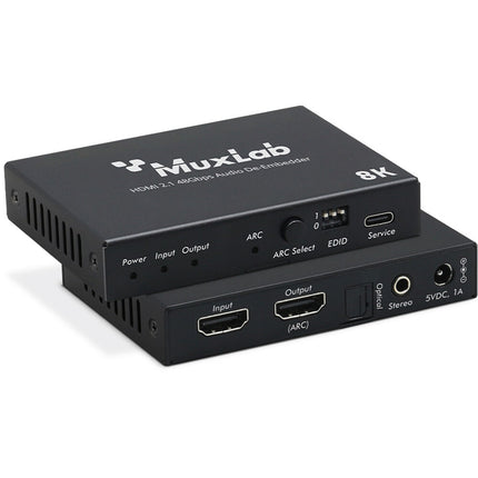 MuxLab HDMI 2.1 48 Gb/s Audio De-Embedder con salida 3.5mm óptica 8K60