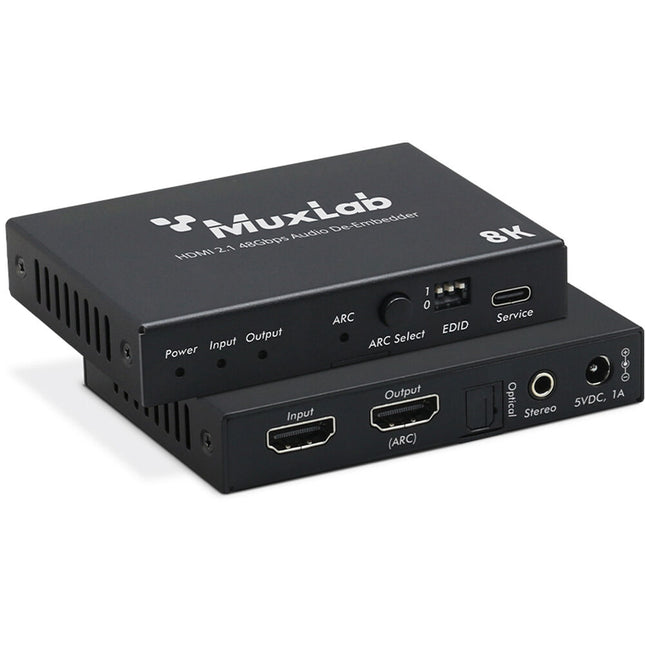 MuxLab HDMI 2.1 48 Gb/s Audio De-Embedder con salida 3.5mm óptica 8K60
