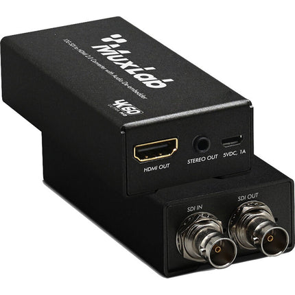 MuxLab Convertidor 12G-SDI a HDMI 2.0 con Extensor de Audio 4K60 DCI Metal