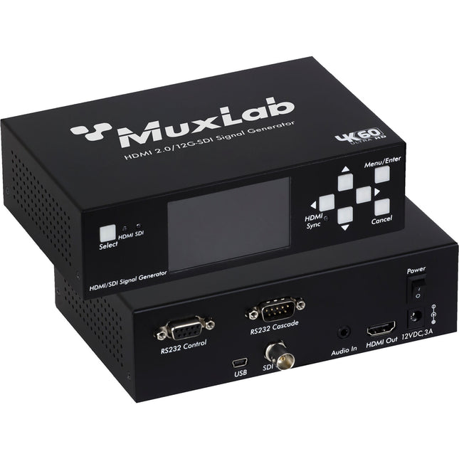 MuxLab HDMI 2.0 12G-SDI Generador de Señal V2 con Pantalla LCD 3" y Batería Li-Ion