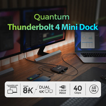 IOGEAR Quantum Thunderbolt 4 Mini Dock 86W USB-C 8K 0.8m Cable
