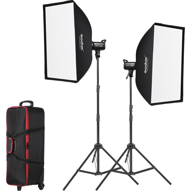 Godox Sl100Bi Kit Iluminación Bi-Color 2 Luces Softboxes 60x90cm 2 Soportes
