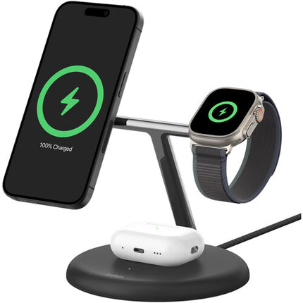 Belkin BoostCharge Pro 3 en 1 Base de Carga Inalámbrica Qi2 15W Negro 36W USB-C