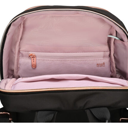 Swissdigital KATY ROSE NG Mochila Negra 7L para Tablet 9.7 con Puerto USB-C y Bolsillos RFID