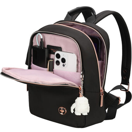 Swissdigital KATY ROSE NG Mochila Negra 7L para Tablet 9.7 con Puerto USB-C y Bolsillos RFID