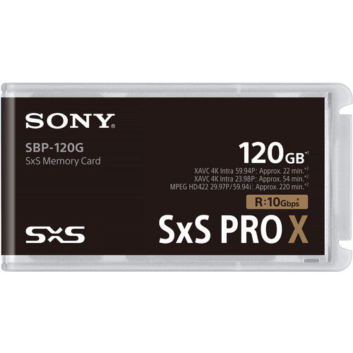 Sony 120GB Tarjeta de Memoria SxS PRO X 1250MBs Lectura 600MBs Escritura 10 Años Garantía