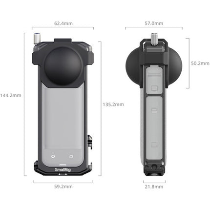SmallRig Jaula de Cámara para Insta360 X4 con Montura 1/4"-20 y Protector de Lente de Silicona