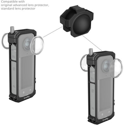 SmallRig Jaula de Cámara para Insta360 X4 con Montura 1/4"-20 y Protector de Lente de Silicona