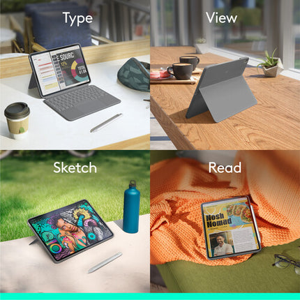 Logitech Combo Touch Funda Teclado Retroiluminado para iPad Air 11" M2 M3 M4 Gris Oxford ángulo 10-60° con Touchpad