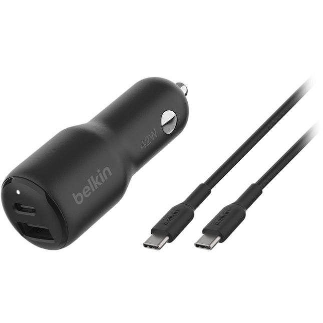 Belkin Cargador de Coche Dual 42W con Cable USB-C a USB-C y Puerto USB-A