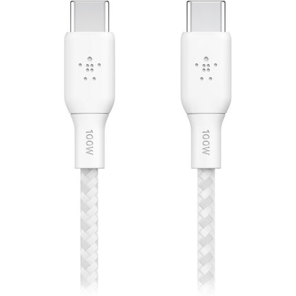 Belkin BoostCharge Cable USB-C Trenzado 10 pies Blanco 100W USB 2.0