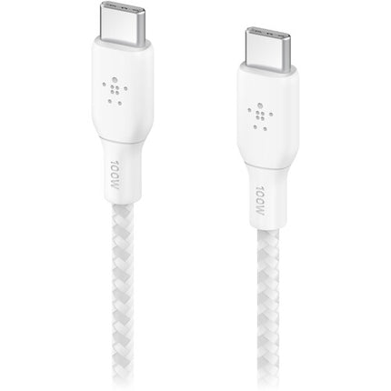 Belkin BoostCharge Cable USB-C Trenzado 10 pies Blanco 100W USB 2.0