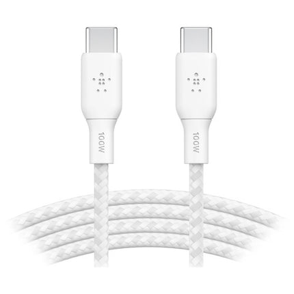 Belkin BoostCharge Cable USB-C Trenzado 10 pies Blanco 100W USB 2.0