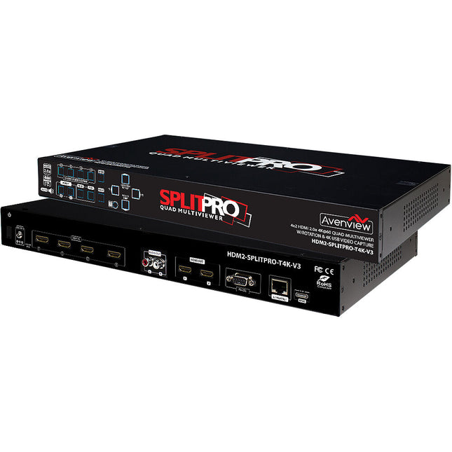 Avenview 4x2 HDMI 4K Quad Multiviewer V3 con Captura de Video USB y Rotación
