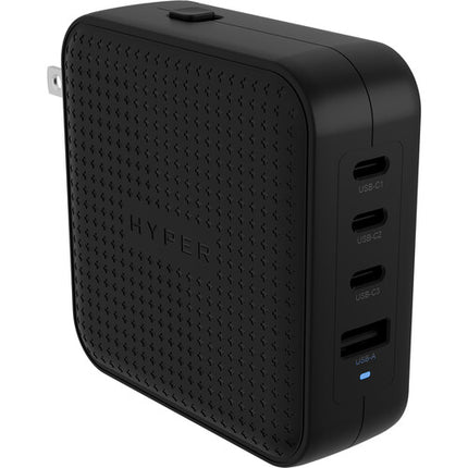 HYPER HyperJuice Cargador de Pared USB GaN 100W 4 Puertos Negro con Adaptadores EU UK ANZ