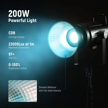 Neewer CB200C RGB LED Luz Continua 23000 Lux 2500-7500K con Reflector y Difusor