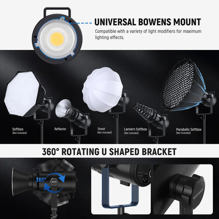 Neewer CB200C RGB LED Luz Continua 23000 Lux 2500-7500K con Reflector y Difusor