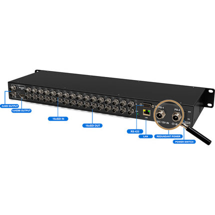 Thor 16x16 SDI Switcher y Multivisor 1080p60 con Pantalla LCD 2 Pulgadas