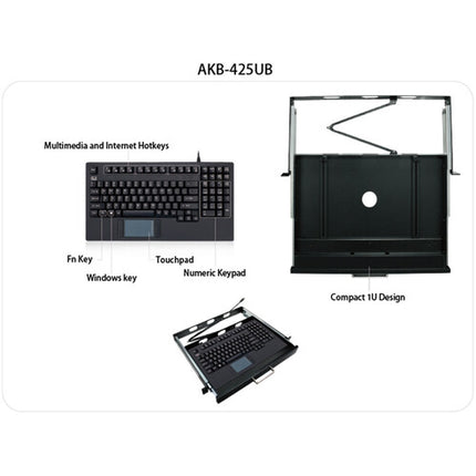 Adesso EasyTouch Teclado con Touchpad Integrado y Montaje en Rack 1 RU