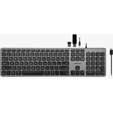 Macally Teclado USB-C Completo con Hub 3 Puertos para Mac 107 Teclas